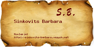 Sinkovits Barbara névjegykártya